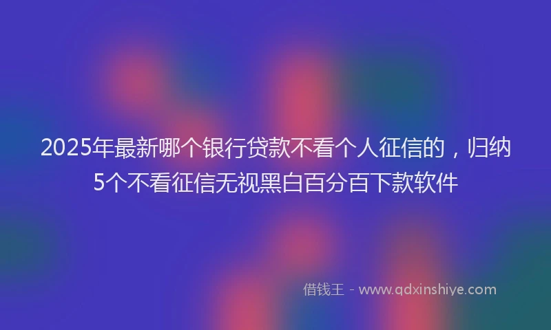 2025年最新哪个银行贷款不看个人征信的，归纳5个不看征信无视黑白百分百下款软件