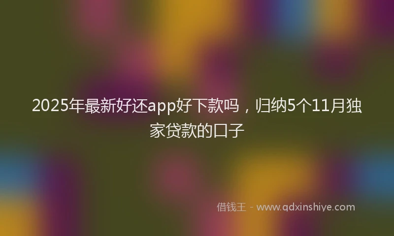 2025年最新好还app好下款吗，归纳5个11月独家贷款的口子