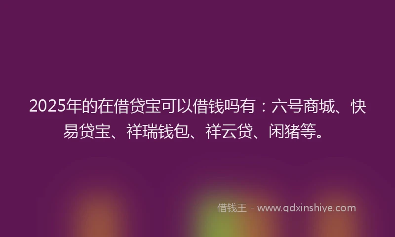 2025年的在借贷宝可以借钱吗有：六号商城、快易贷宝、祥瑞钱包、祥云贷、闲猪等。