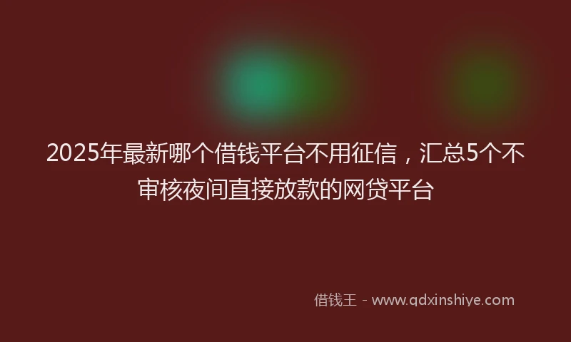 2025年最新哪个借钱平台不用征信，汇总5个不审核夜间直接放款的网贷平台