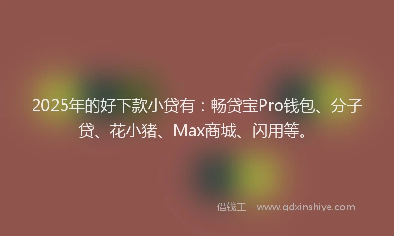 2025年的好下款小贷有：畅贷宝Pro钱包、分子贷、花小猪、Max商城、闪用等。