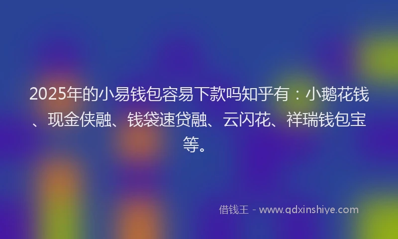 2025年的小易钱包容易下款吗知乎有：小鹅花钱、现金侠融、钱袋速贷融、云闪花、祥瑞钱包宝等。