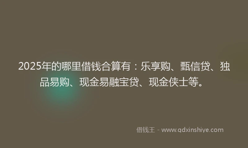 2025年的哪里借钱合算有：乐享购、甄信贷、独品易购、现金易融宝贷、现金侠士等。