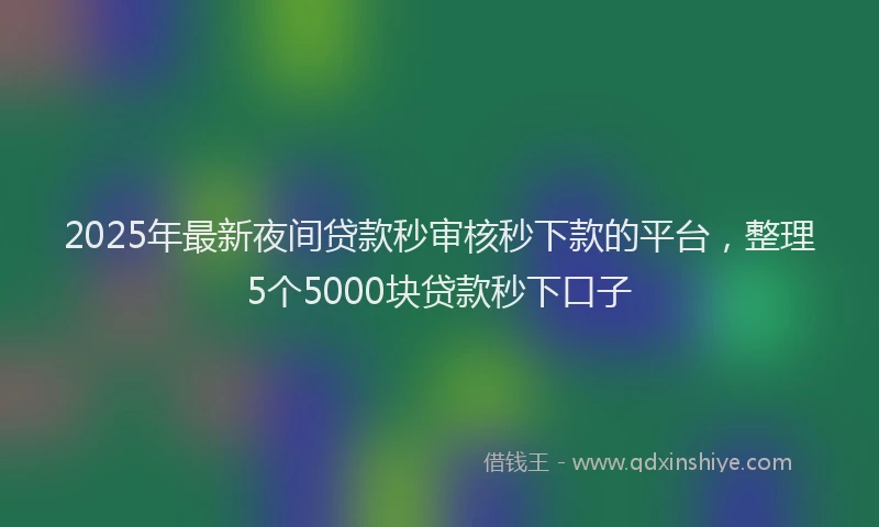 2025年最新夜间贷款秒审核秒下款的平台，整理5个5000块贷款秒下口子