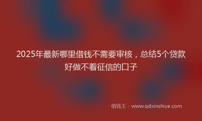 2025年最新哪里借钱不需要审核，总结5个贷款好做不看征信的口子