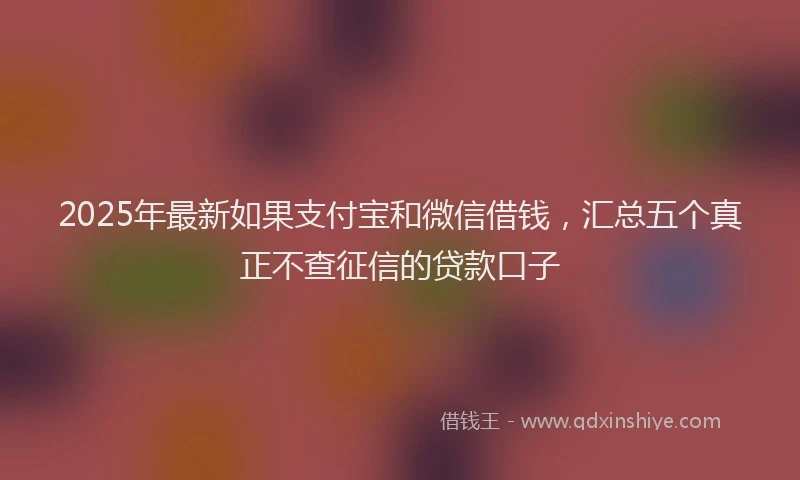 2025年最新如果支付宝和微信借钱，汇总五个真正不查征信的贷款口子