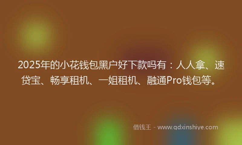 2025年的小花钱包黑户好下款吗有：人人拿、速贷宝、畅享租机、一姐租机、融通Pro钱包等。
