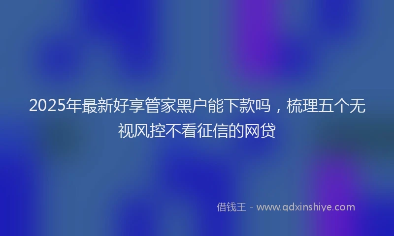 2025年最新好享管家黑户能下款吗，梳理五个无视风控不看征信的网贷