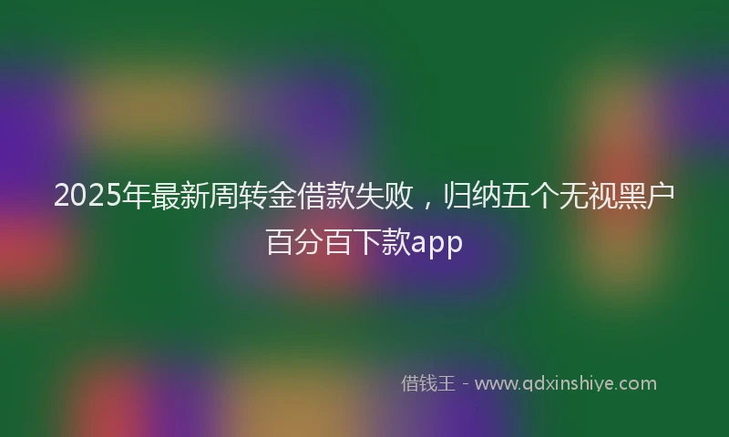2025年最新周转金借款失败，归纳五个无视黑户百分百下款app