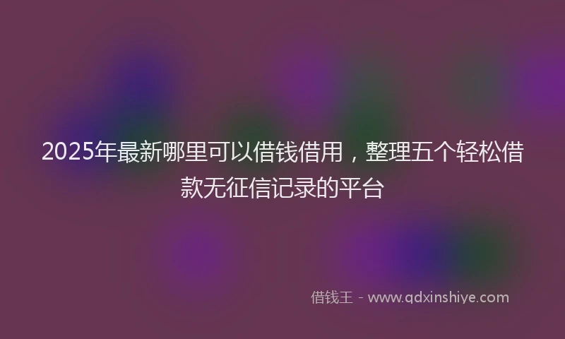 2025年最新哪里可以借钱借用，整理五个轻松借款无征信记录的平台