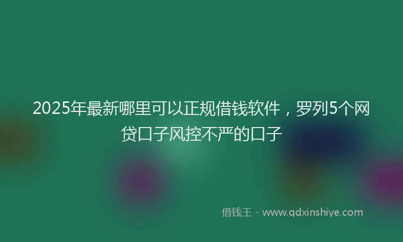 2025年最新哪里可以正规借钱软件，罗列5个网贷口子风控不严的口子