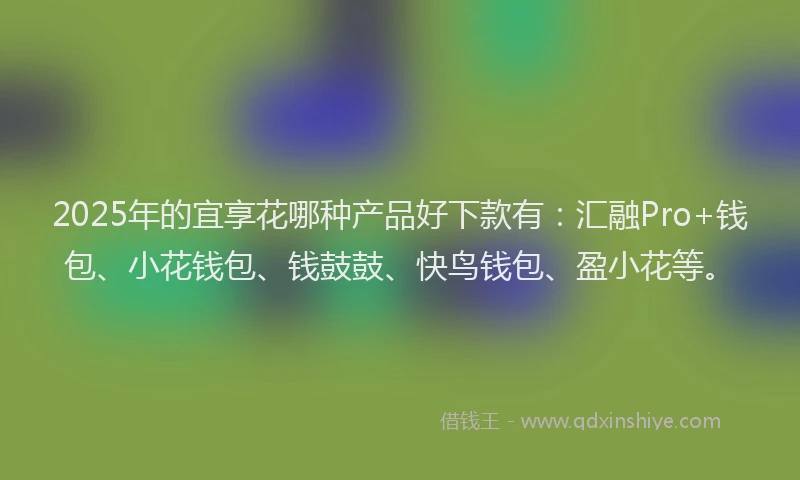 2025年的宜享花哪种产品好下款有：汇融Pro+钱包、小花钱包、钱鼓鼓、快鸟钱包、盈小花等。