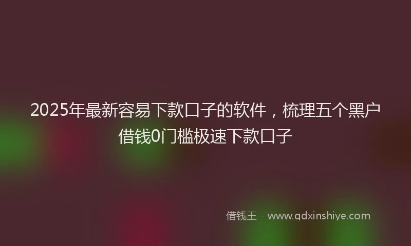 2025年最新容易下款口子的软件，梳理五个黑户借钱0门槛极速下款口子