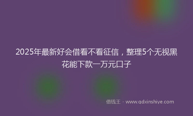 2025年最新好会借看不看征信，整理5个无视黑花能下款一万元口子