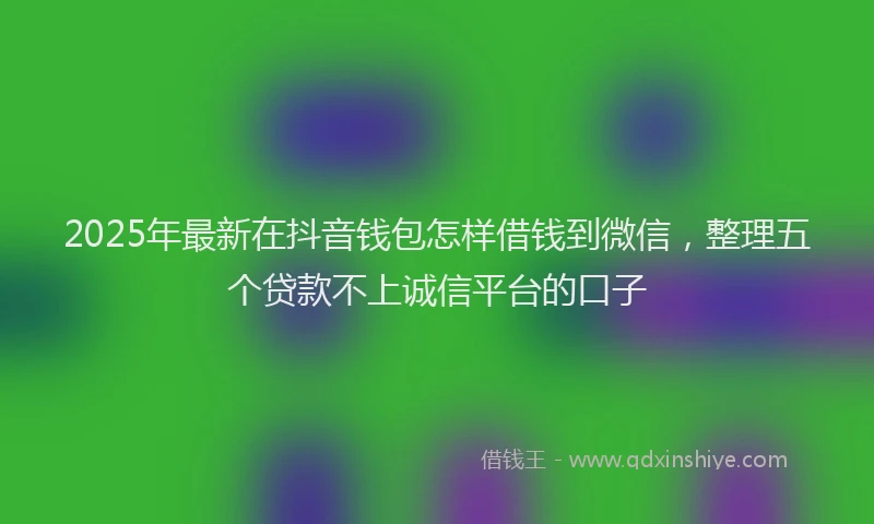 2025年最新在抖音钱包怎样借钱到微信，整理五个贷款不上诚信平台的口子