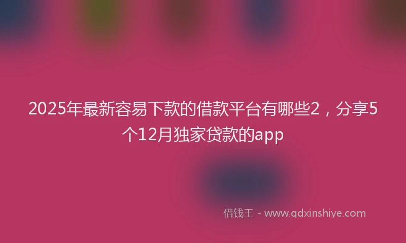 2025年最新容易下款的借款平台有哪些2，分享5个12月独家贷款的app