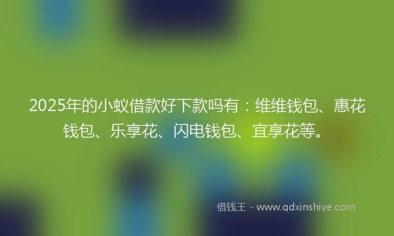 2025年的小蚁借款好下款吗有：维维钱包、惠花钱包、乐享花、闪电钱包、宜享花等。