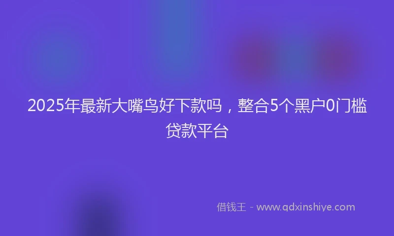 2025年最新大嘴鸟好下款吗，整合5个黑户0门槛贷款平台