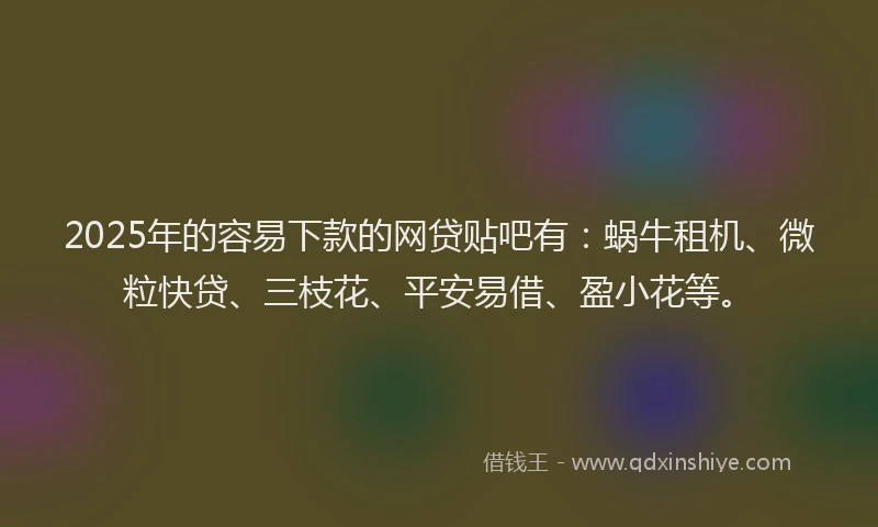 2025年的容易下款的网贷贴吧有：蜗牛租机、微粒快贷、三枝花、平安易借、盈小花等。