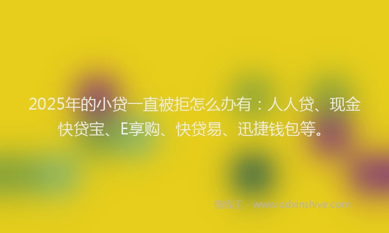 2025年的小贷一直被拒怎么办有：人人贷、现金快贷宝、E享购、快贷易、迅捷钱包等。
