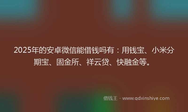 2025年的安卓微信能借钱吗有：用钱宝、小米分期宝、固金所、祥云贷、快融金等。