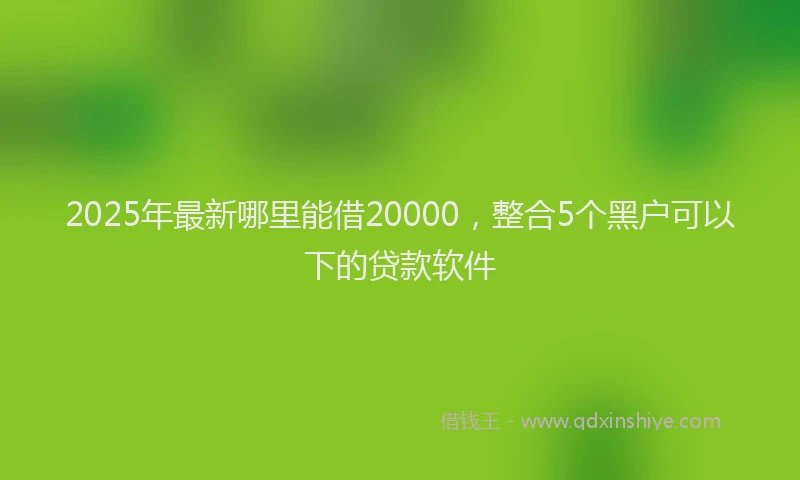 2025年最新哪里能借20000，整合5个黑户可以下的贷款软件