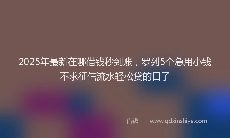 2025年最新在哪借钱秒到账，罗列5个急用小钱不求征信流水轻松贷的口子