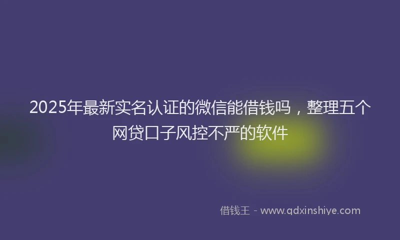 2025年最新实名认证的微信能借钱吗，整理五个网贷口子风控不严的软件