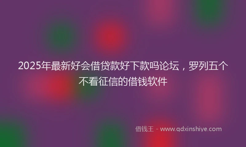 2025年最新好会借贷款好下款吗论坛，罗列五个不看征信的借钱软件