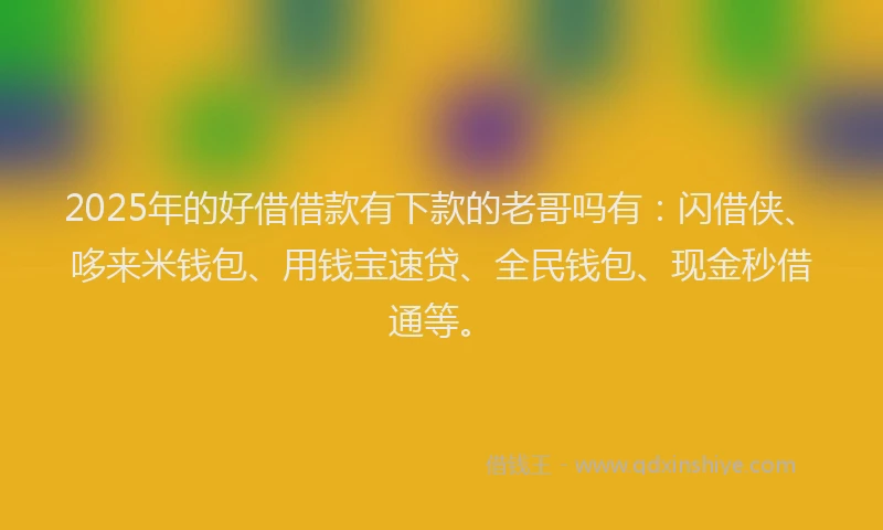 2025年的好借借款有下款的老哥吗有：闪借侠、哆来米钱包、用钱宝速贷、全民钱包、现金秒借通等。