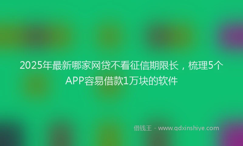 2025年最新哪家网贷不看征信期限长，梳理5个APP容易借款1万块的软件