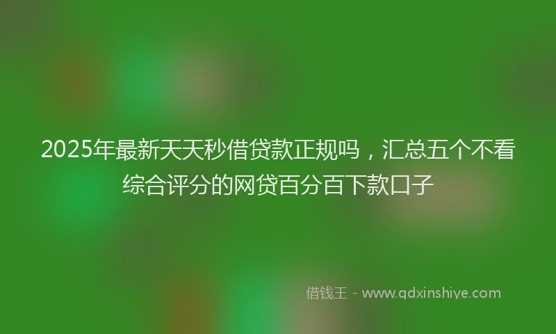 2025年最新天天秒借贷款正规吗，汇总五个不看综合评分的网贷百分百下款口子