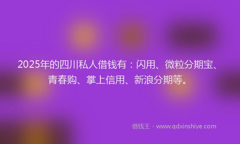 2025年的四川私人借钱有：闪用、微粒分期宝、青春购、掌上信用、新浪分期等。