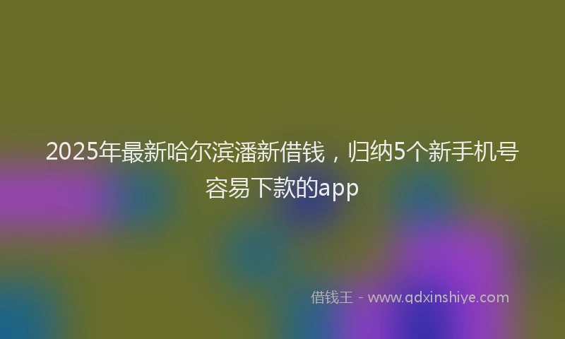 2025年最新哈尔滨潘新借钱，归纳5个新手机号容易下款的app