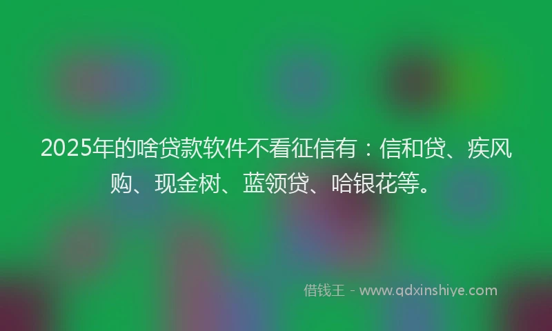2025年的啥贷款软件不看征信有：信和贷、疾风购、现金树、蓝领贷、哈银花等。
