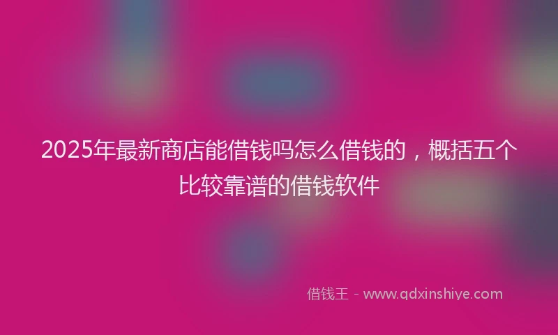 2025年最新商店能借钱吗怎么借钱的，概括五个比较靠谱的借钱软件