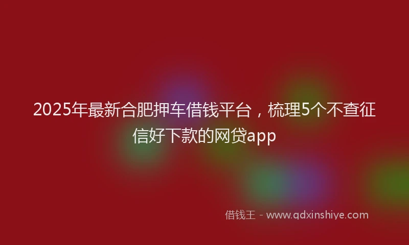 2025年最新合肥押车借钱平台，梳理5个不查征信好下款的网贷app