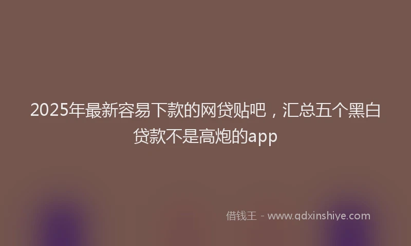 2025年最新容易下款的网贷贴吧，汇总五个黑白贷款不是高炮的app