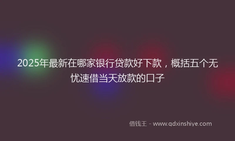 2025年最新在哪家银行贷款好下款，概括五个无忧速借当天放款的口子