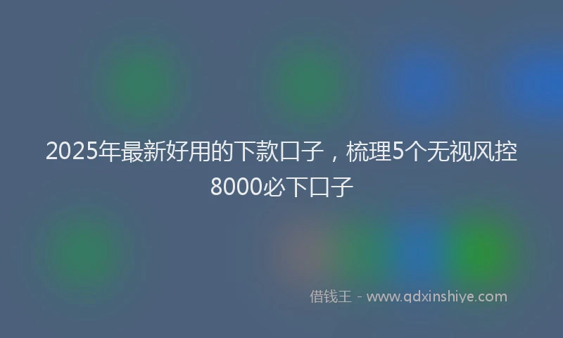 2025年最新好用的下款口子，梳理5个无视风控8000必下口子