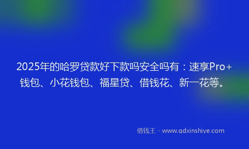 2025年的哈罗贷款好下款吗安全吗有：速享Pro+钱包、小花钱包、福星贷、借钱花、新一花等。
