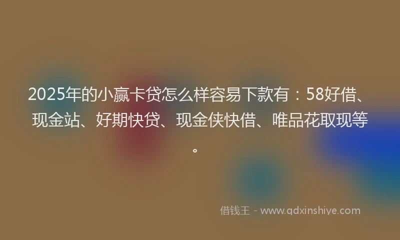 2025年的小赢卡贷怎么样容易下款有：58好借、现金站、好期快贷、现金侠快借、唯品花取现等。