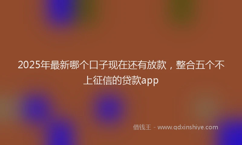 2025年最新哪个口子现在还有放款，整合五个不上征信的贷款app