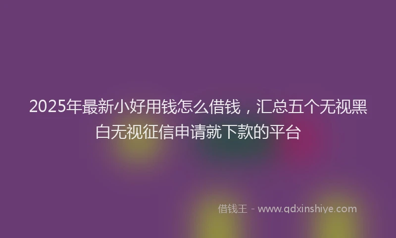 2025年最新小好用钱怎么借钱，汇总五个无视黑白无视征信申请就下款的平台