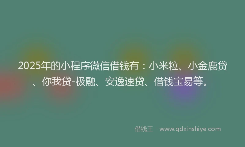 2025年的小程序微信借钱有：小米粒、小金鹿贷、你我贷-极融、安逸速贷、借钱宝易等。