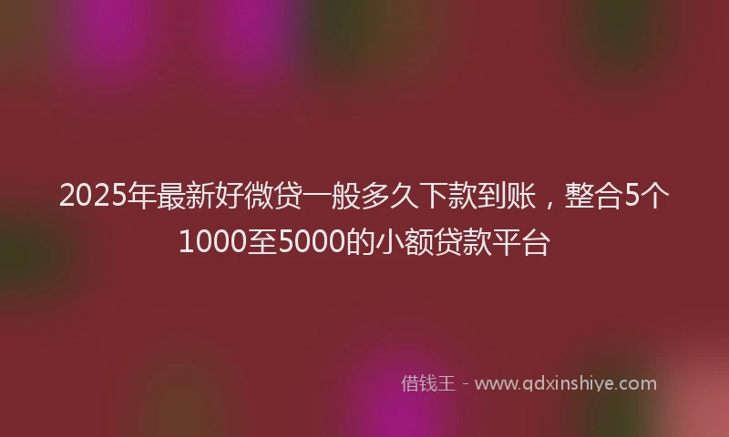 2025年最新好微贷一般多久下款到账，整合5个1000至5000的小额贷款平台