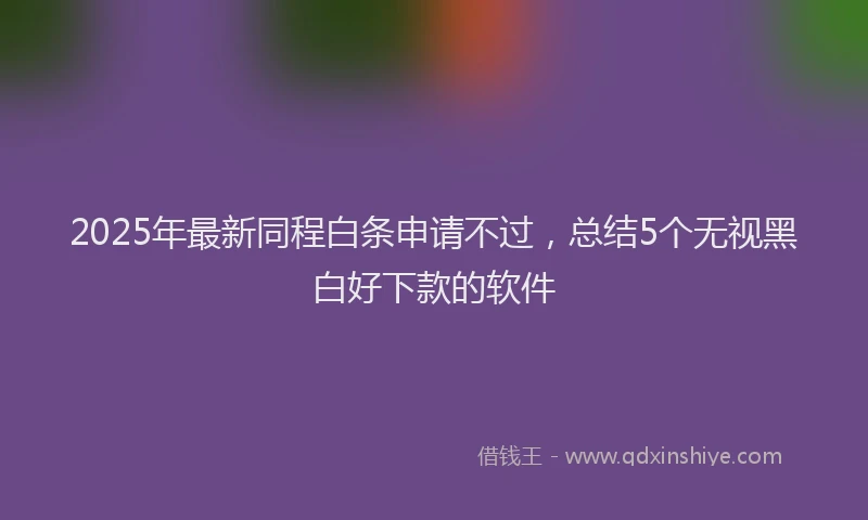 2025年最新同程白条申请不过，总结5个无视黑白好下款的软件