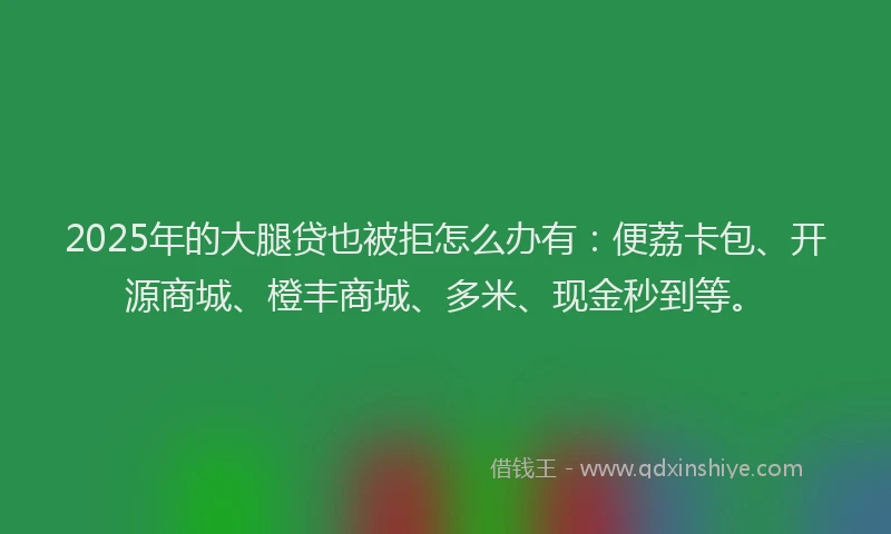 2025年的大腿贷也被拒怎么办有：便荔卡包、开源商城、橙丰商城、多米、现金秒到等。