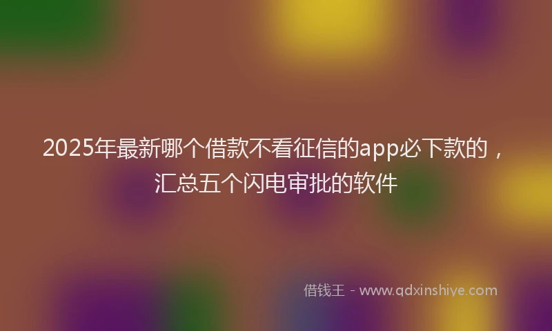 2025年最新哪个借款不看征信的app必下款的，汇总五个闪电审批的软件