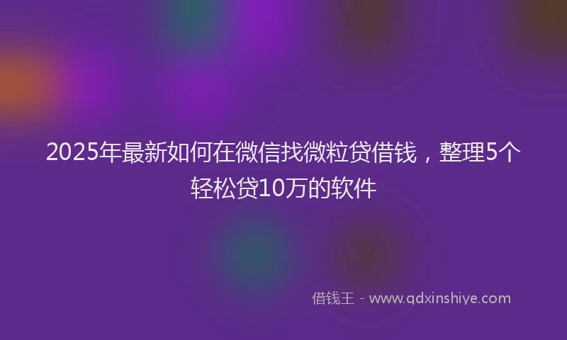 2025年最新如何在微信找微粒贷借钱，整理5个轻松贷10万的软件